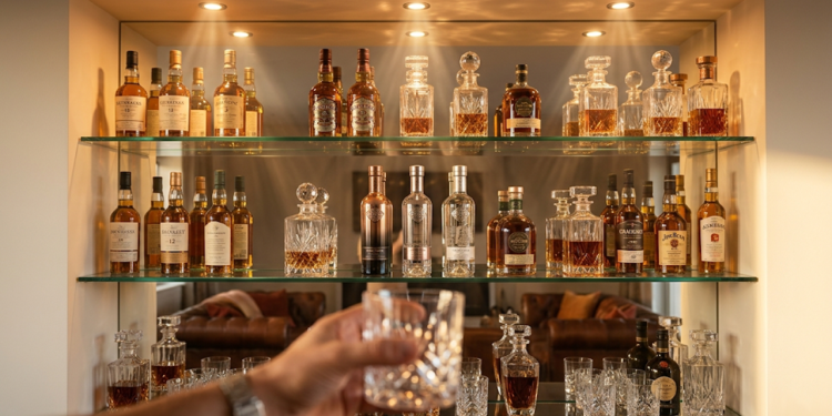 Quer um bar sofisticado em casa? Veja o custo das prateleiras de vidro e como fazer sem gastar demais