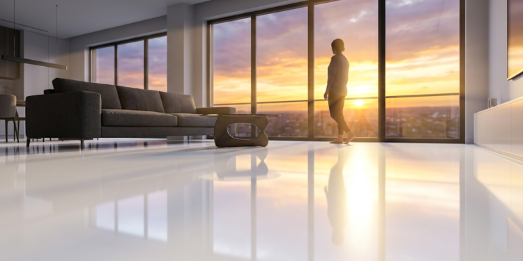 Dê adeus ao piso antigo e veja como calcular o custo da tinta epóxi na sala com economia e resultado imediato