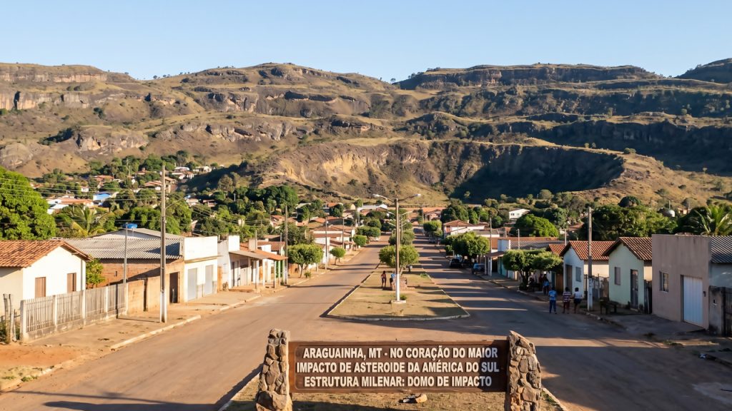 A cidade brasileira no Centro-Oeste construída inteiramente dentro de uma colossal cratera de meteoro de 40 quilômetros de diâmetro