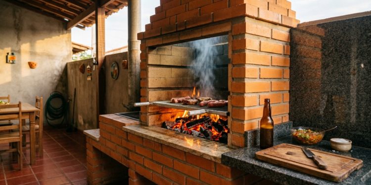 Quanto um pedreiro cobra para construir uma churrasqueira de alvenaria com bancada lateral em área gourmet de 20 m² em 2026?