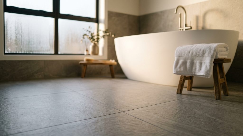 Diga adeus ao frio no pé após o banho: a malha radiante invisível que aquece o piso do banheiro de baixo para cima consumindo o equivalente a uma lâmpada