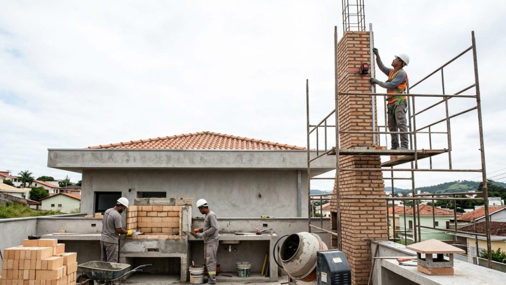 Quanto um pedreiro cobra para construir uma churrasqueira de alvenaria em uma área gourmet de 20 m² em 2026?