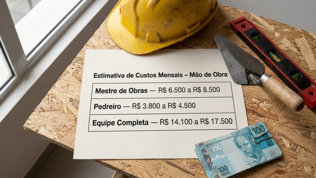 Quanto um mestre de obras e dois pedreiros cobram por mês para erguer uma casa linear de 80 m² em 2026