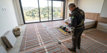 Diga adeus ao frio no pé após o banho: a malha radiante invisível que aquece o piso do banheiro de baixo para cima consumindo o equivalente a uma lâmpada