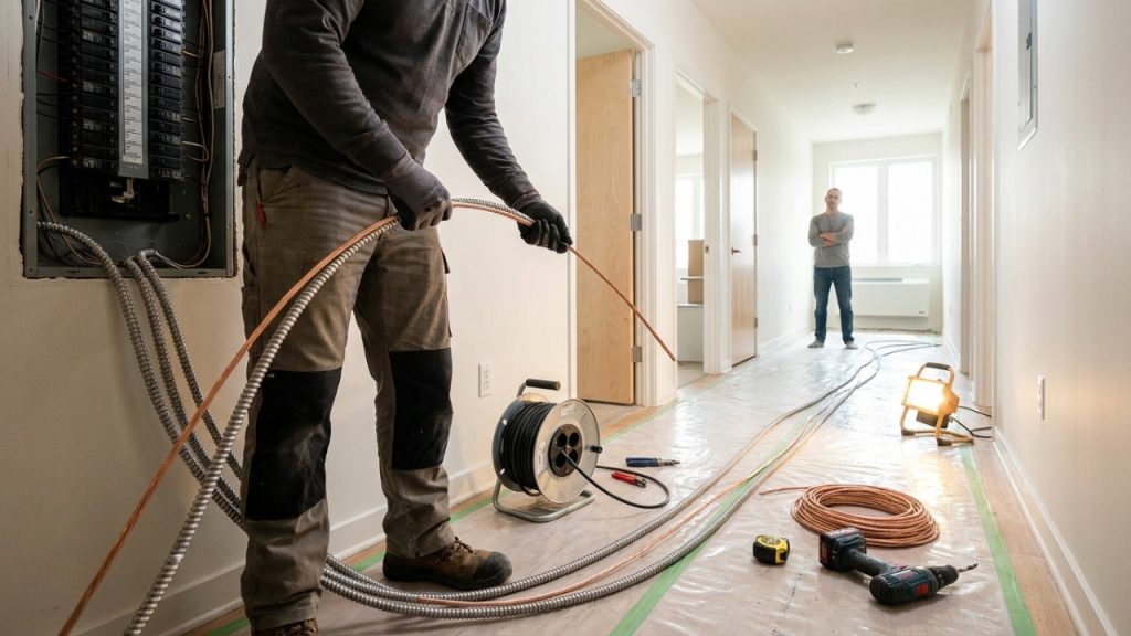 Quanto um eletricista cobra para instalar tomada 220 V para ar-condicionado em três quartos em 2026?