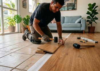 Quanto um instalador cobra para colocar piso laminado sobre a cerâmica antiga em 3 quartos médios em 2026?