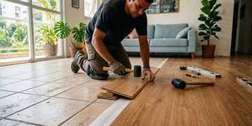 Quanto um instalador cobra para colocar piso laminado sobre a cerâmica antiga em 3 quartos médios em 2026?