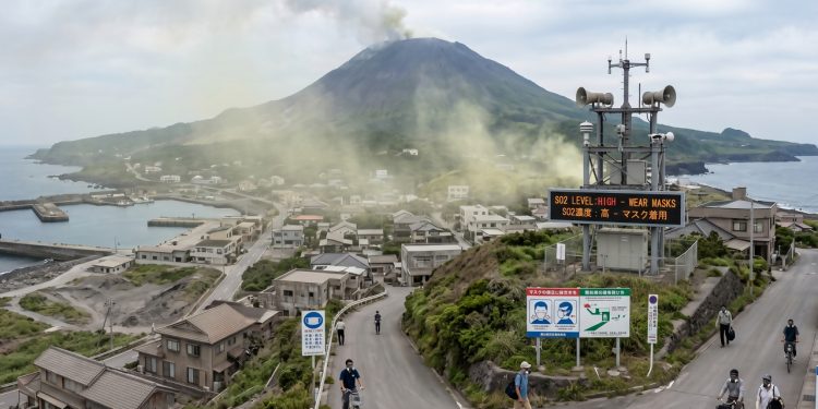 A ilha vulcânica no Japão onde os 2000 habitantes são obrigados por lei a carregar máscaras de gás 24 horas por dia