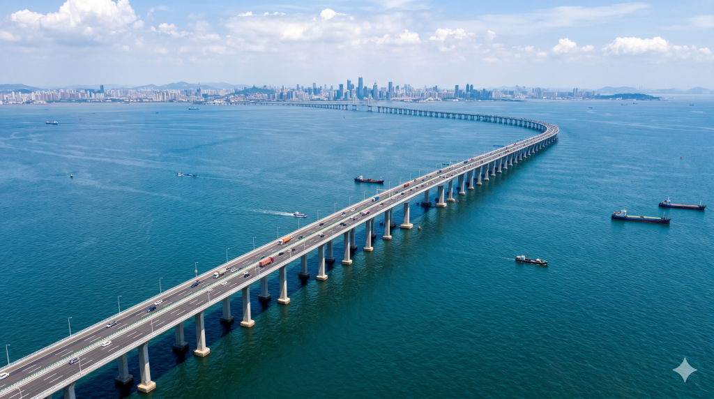 Ponte Baía de Jiaozhou na China - Imagem gerada com IA