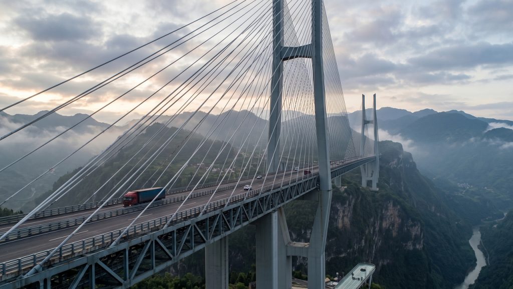 A colossal ponte estaiada erguida a 565 metros de altura sobre um cânion na Ásia: a travessia mais alta já construída pelo homem