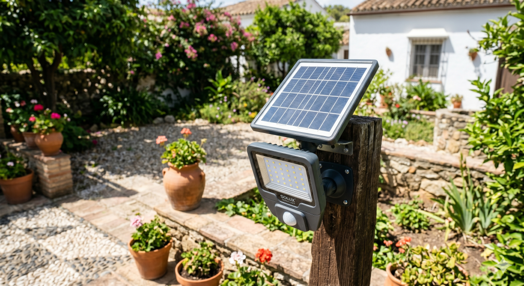 Refletor solar com sensor de presença garante quintal claro e seguro gastando quase nada