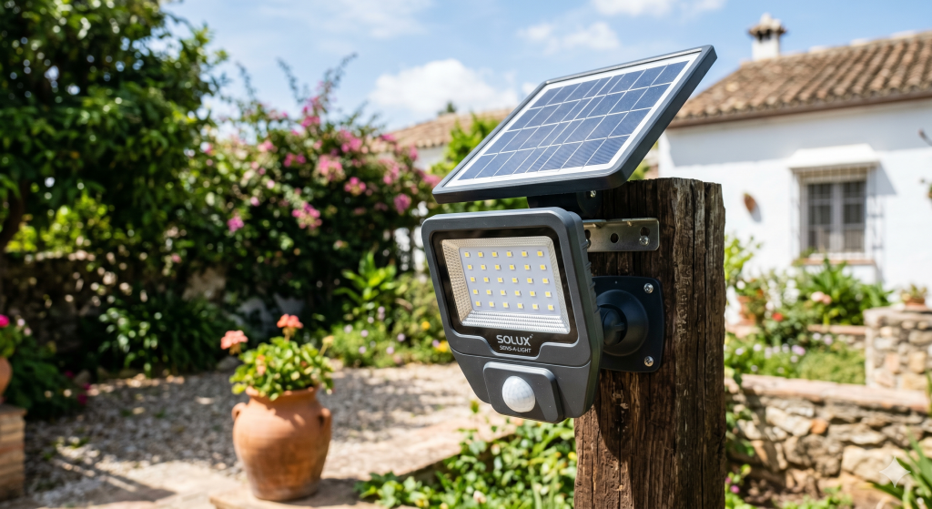 Refletor solar com sensor de presença garante quintal claro e seguro gastando quase nada