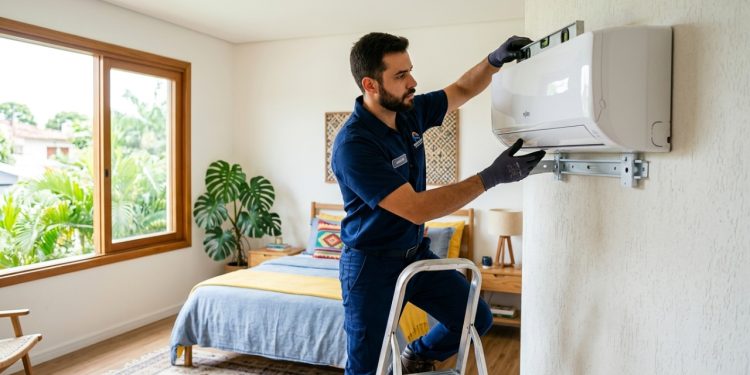 Quanto um profissional cobra para colocar ar-condicionado split em três quartos de uma casa em 2026?