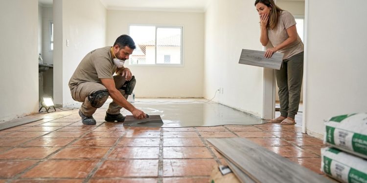 Quanto um instalador cobra para colocar piso vinílico em um apartamento de 50 m² sem quebrar a cerâmica antiga em 2026?
