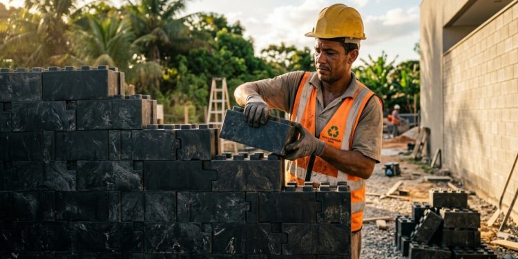 Tijolos de plástico reciclado que permitem construir casas em apenas cinco dias