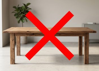 Fim da mesa de jantar como peça central da sala