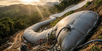 Construção rápida de canais com fôrmas de tecido