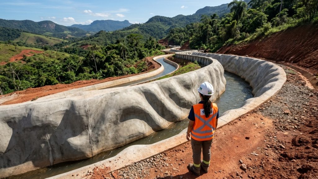 Construção rápida de canais com fôrmas de tecido