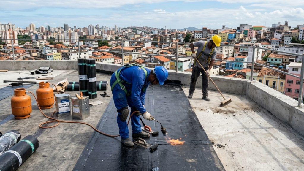Quanto um impermeabilizador cobra para blindar uma laje exposta de 40 m2 em 2026?
