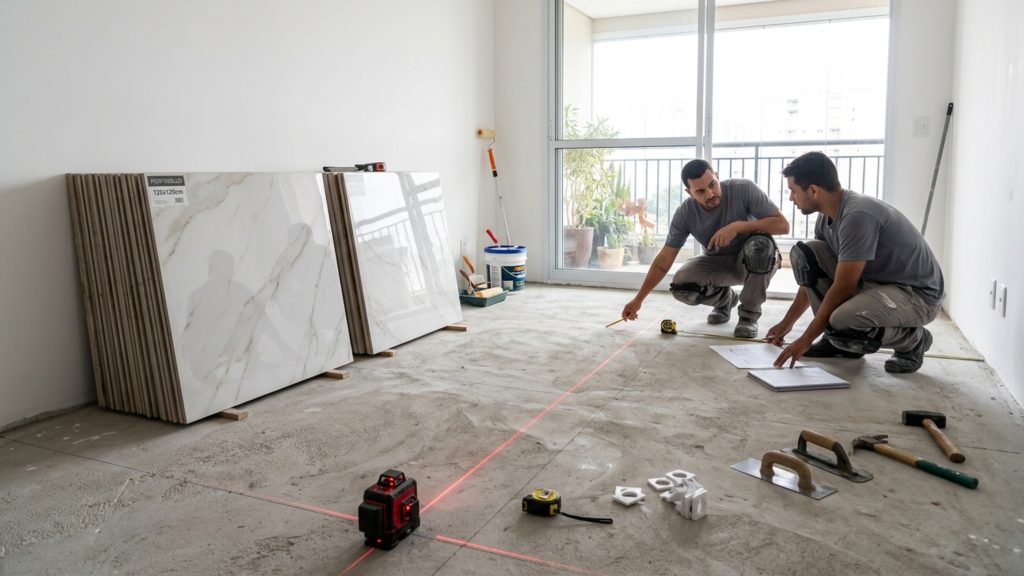 Quanto um profissional cobra para aplicar cimento queimado em uma área interna de 40 m² em 2026?