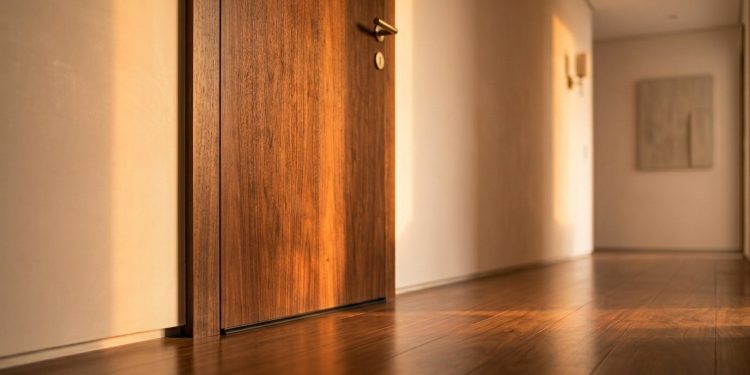 Diga adeus às correntes de ar e ao som da rua invadindo o quarto: a porta acústica com guilhotina retrátil que sela a base automaticamente ao fechar
