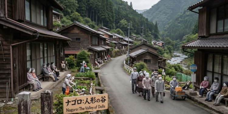 O melancólico vilarejo no Japão onde uma única moradora substituiu a população que partiu por 350 bonecos em tamanho real