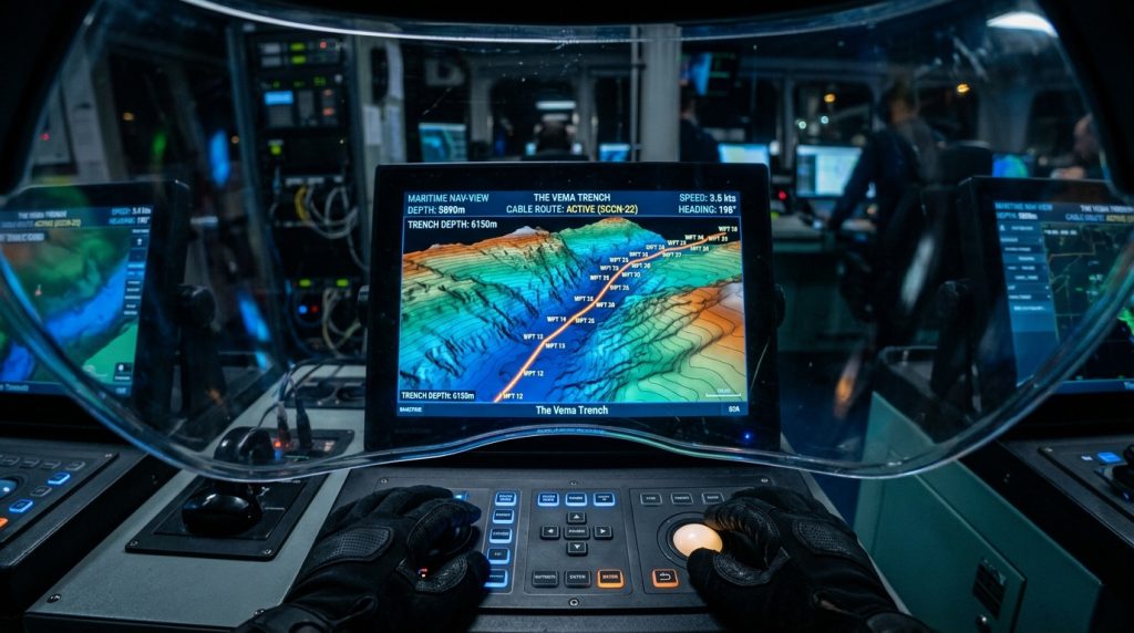 O navio couraçado de 140 metros de comprimento que enterra o cabo de internet que liga os Estados Unidos França e Brasil no fundo lamacento do Atlântico usando um arado robótico de 50 toneladas