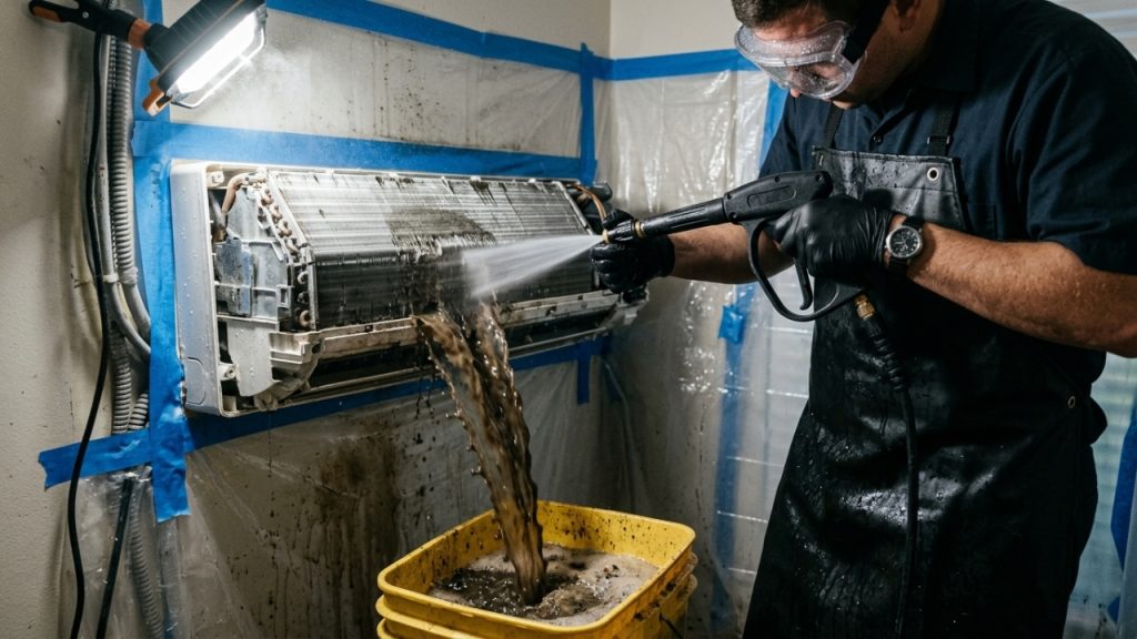Quanto um técnico de refrigeração cobra para realizar a higienização química completa de três aparelhos Split em 2026