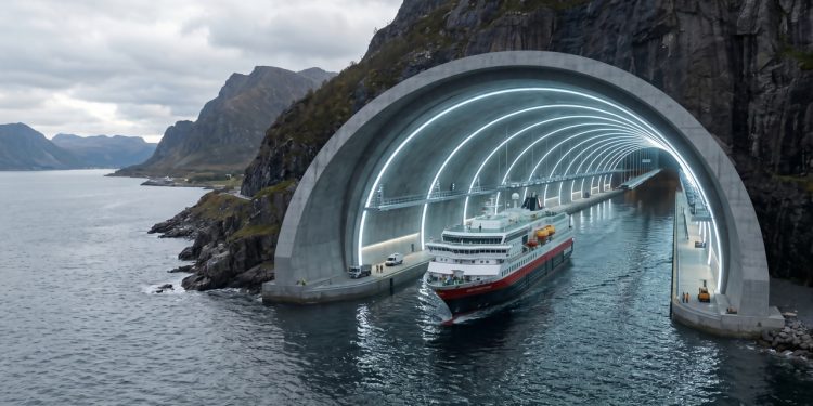 O colossal projeto norueguês para escavar o primeiro túnel de navios do mundo furando uma montanha maciça de 300 metros de altura