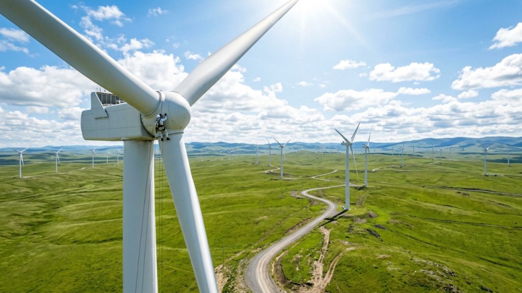 A vertiginosa profissão que exige ficar pendurado por uma corda a 100 metros de altura para remendar pás de gigantescas turbinas eólicas