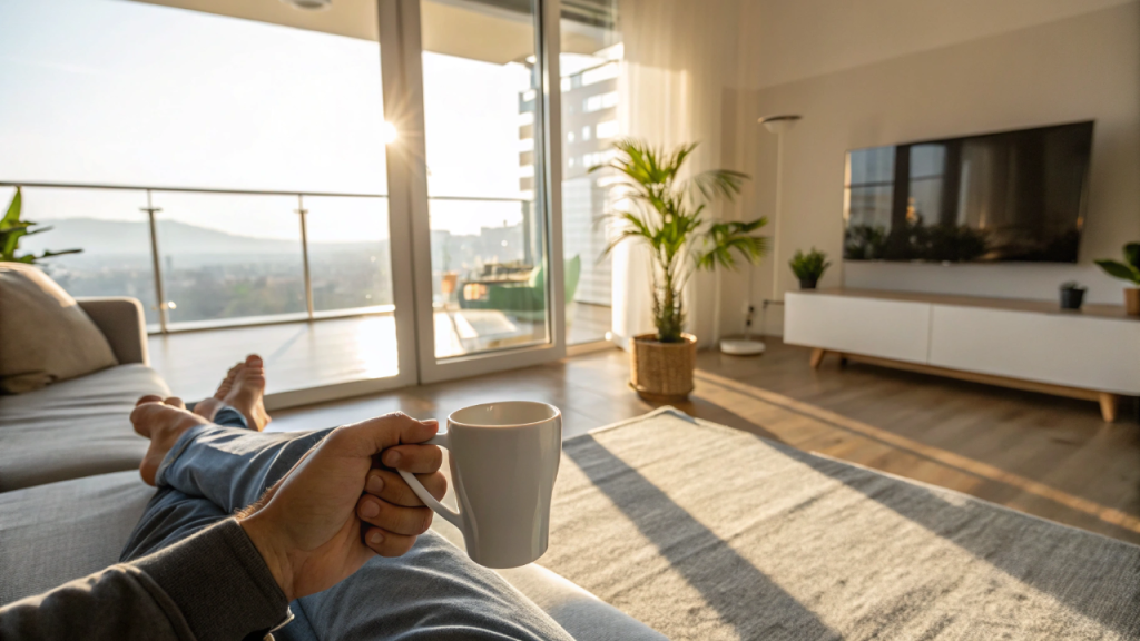 Este apartamento de 40 metros quadrados parece o dobro, tem varanda integrada e piso contínuo para viver com um luxo de fazer inveja