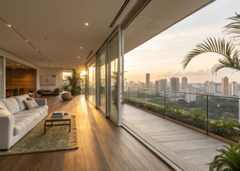 Este apartamento de 40 metros quadrados parece o dobro, tem varanda integrada e piso contínuo para viver com um luxo de fazer inveja