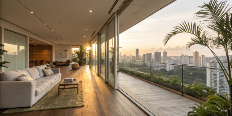 Este apartamento de 40 metros quadrados parece o dobro, tem varanda integrada e piso contínuo para viver com um luxo de fazer inveja