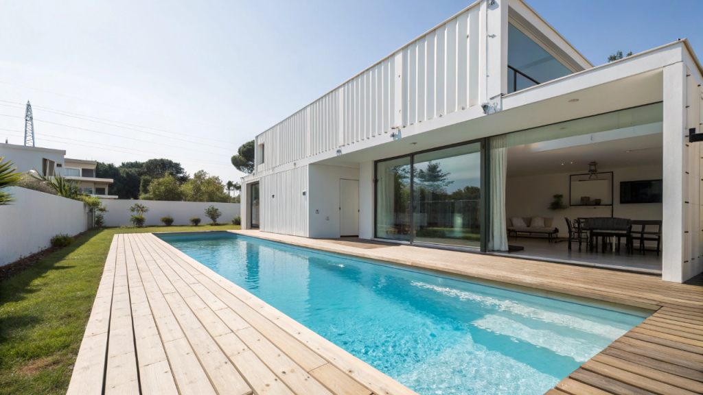 Nem escavação demorada, nem estrutura de concreto com infiltração: as piscinas de contêiner naval que chegam prontas e podem mudar de casa com você