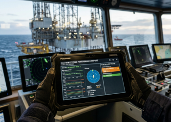 Segundo engenheiros navais, quem opera navios-sonda da classe Megamax com Posicionamento Dinâmico anula a força de furacões no oceano sem lançar uma única âncora de aço