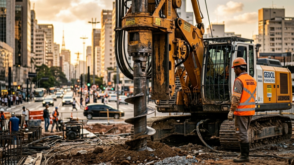 Os parafusos de aço de três metros de comprimento enroscados na terra que constroem alicerces indestrutíveis em poucas horas e sem barulho