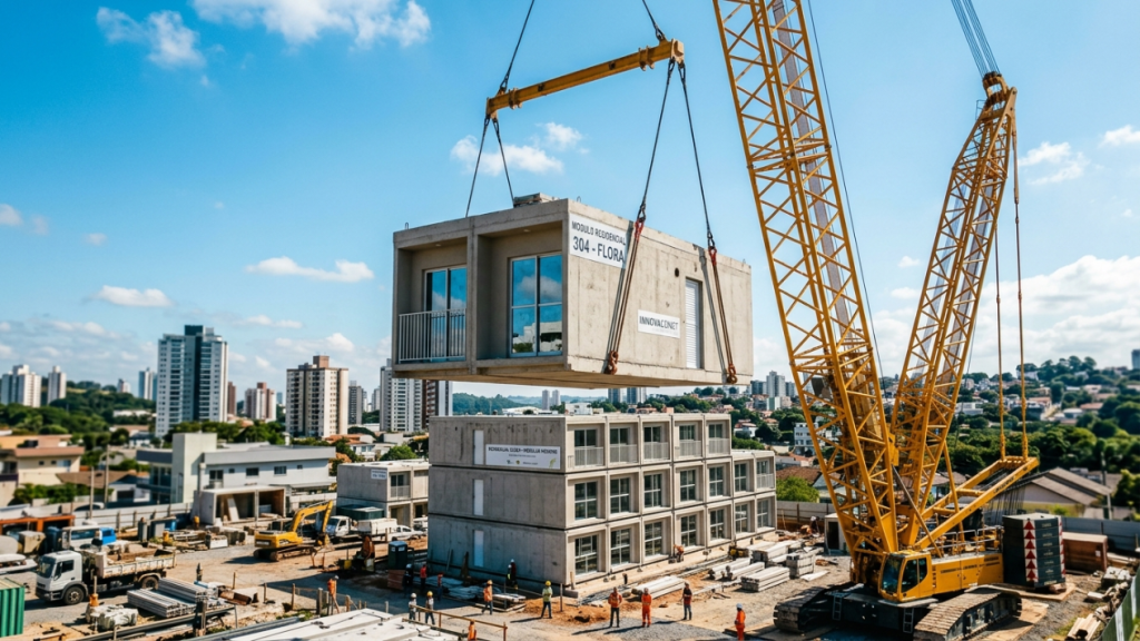 A tecnologia de construção mais eficiente usa módulos off-site para reduzir prazos e custos nas obras