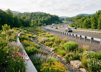 O filtro natural debaixo da estrada: como o jardim lateral limpa a água tóxica dos carros antes de devolvê-la para a natureza