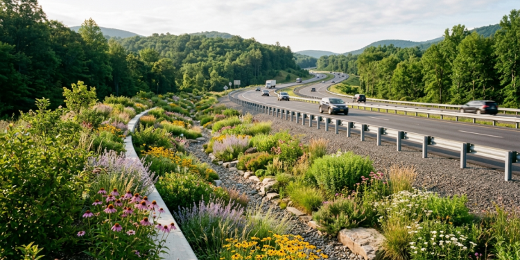 O filtro natural debaixo da estrada: como o jardim lateral limpa a água tóxica dos carros antes de devolvê-la para a natureza
