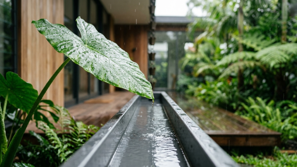 A captação de chuva ajuda a reduzir a sobrecarga do sistema público de abastecimento.