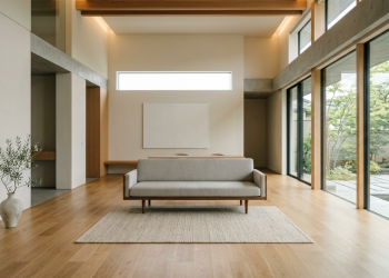 Casa minimalista com planta simples e ambientes integrados para famílias pequenas
