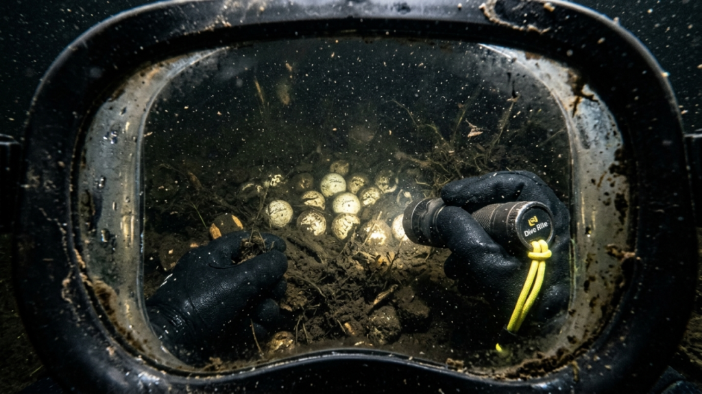 Mergulhador de bolas de golfe e os desafios reais de trabalhar em lagos com baixa visibilidade