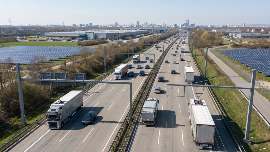 A curiosa autoestrada eletrificada na Alemanha onde os caminhões gigantes andam ligados a fios suspensos como se fossem bondes antigos