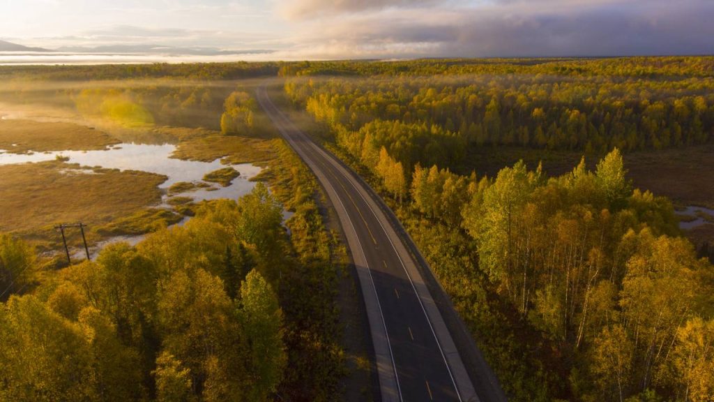 Cruzando 520 km entre Anchorage e Fairbanks, a George Parks Highway corta o Alasca e surge como a rota recorde para ver o monte Denali