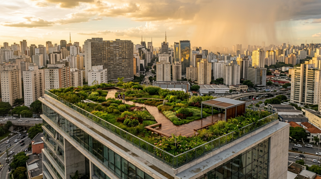 Como as coberturas verdes com retenção de água reduzem custos de energia e valorizam seu imóvel