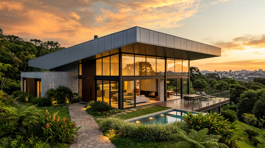 O boom das casas em Steel Frame vira a solução definitiva para quem quer morar em 90 dias sem o desperdício de caçambas de entulho