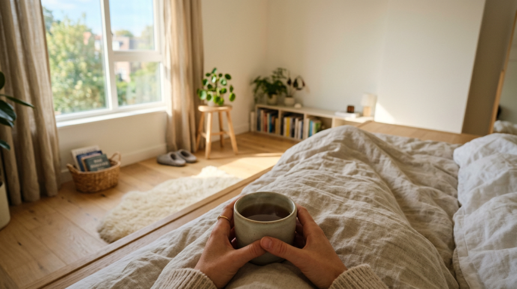 Este quarto de apenas 9 m² parece uma suite, tem cama flutuante sobre gavetões de madeira para uma arrumação surreal