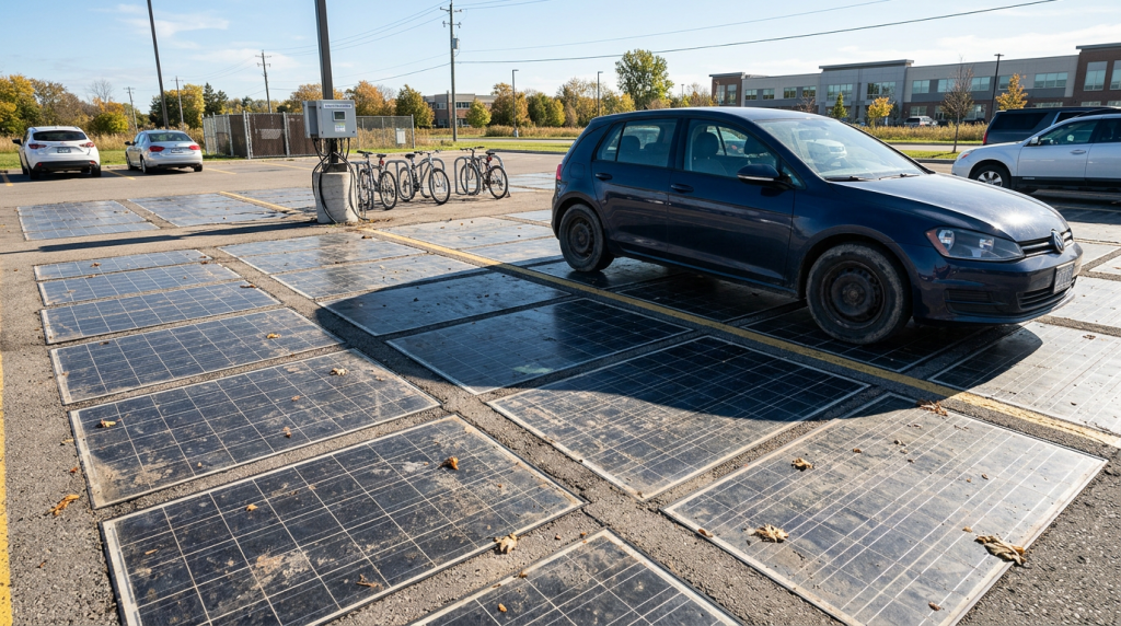 França Alemanha e Suíça começam a cobrir quilômetros de rodovias com painéis solares blindados capazes de suportar caminhões de 40 toneladas e gerar eletricidade para os bairros vizinhos