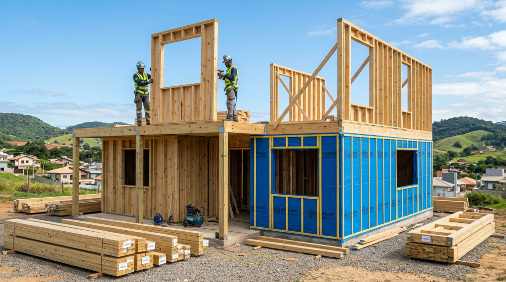 Projeto de casa em wood frame: entenda por que o isolamento de celulose é o futuro da construção