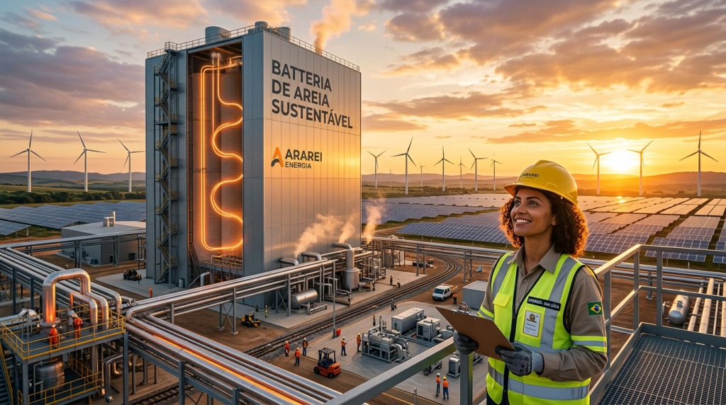 A bateria térmica de areia vira o "estoque de sol" que garante aquecimento industrial 24h por dia com custo próximo de zero